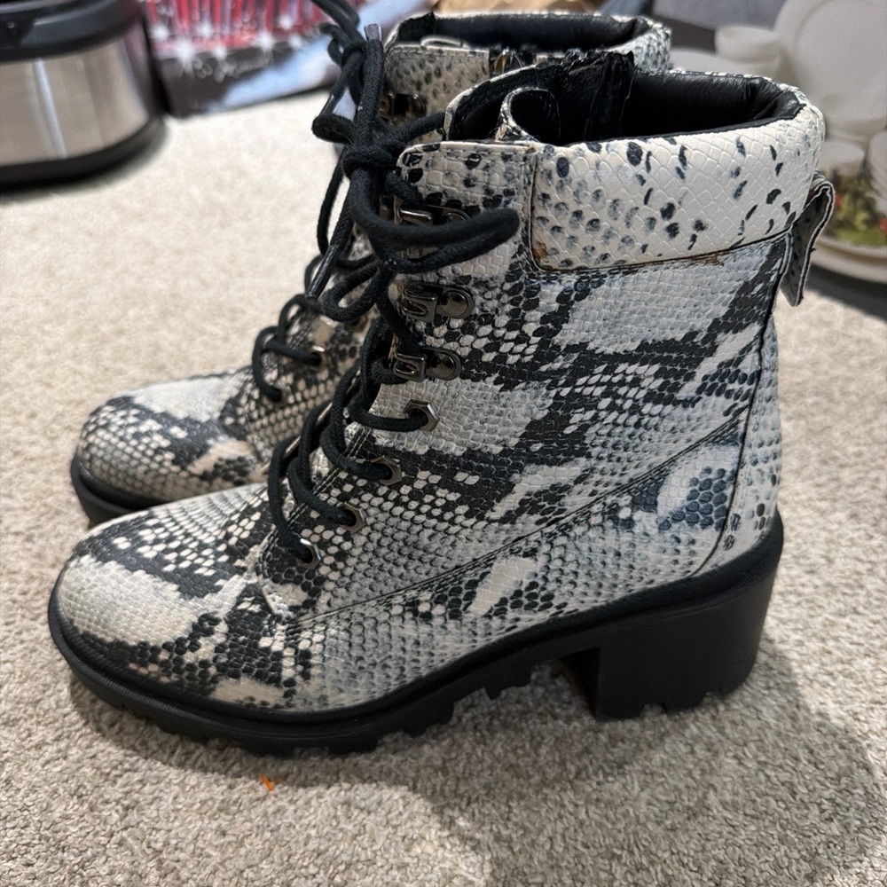 Madden Girl Stylish Snake Print Combat Boots